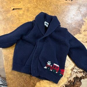 Janie and Jack Navy Train Cardigan